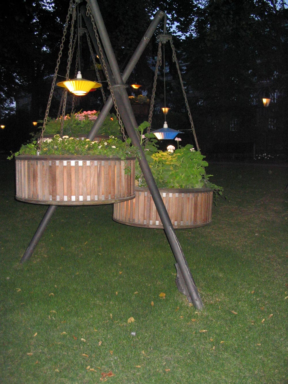 hanging planter in tivoli garden in denmark