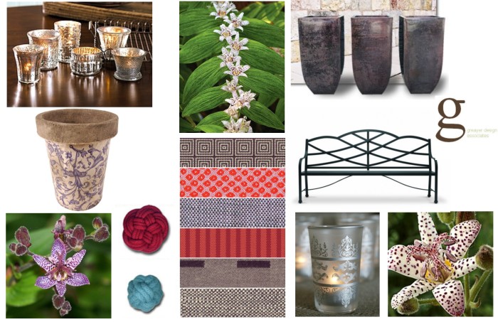 Garden Design mood board - inspired by the exotic romance of the toad lily