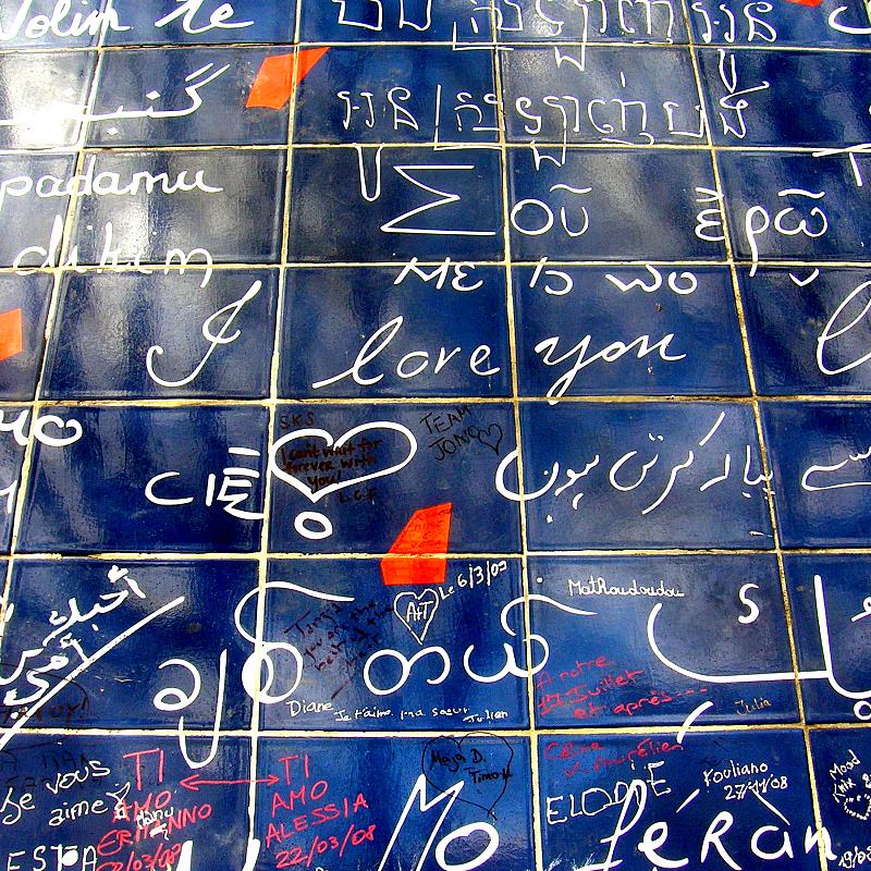 I love you wall in montmarte paris made with enameled lavastone