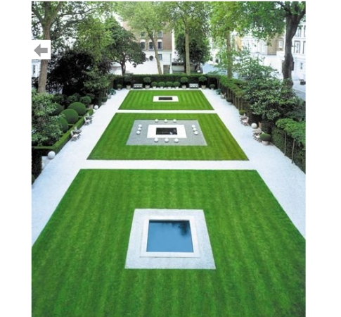 An image of a lawn with a square in the middle.