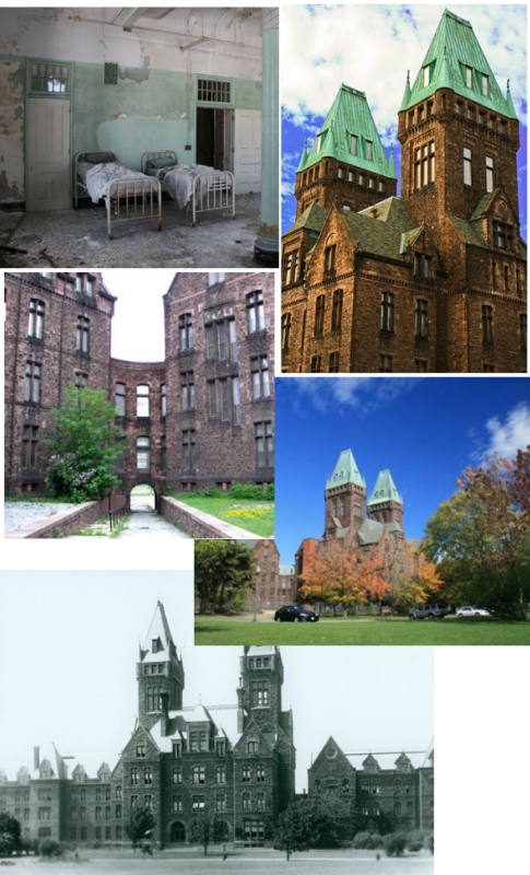 A collage of pictures of various buildings.