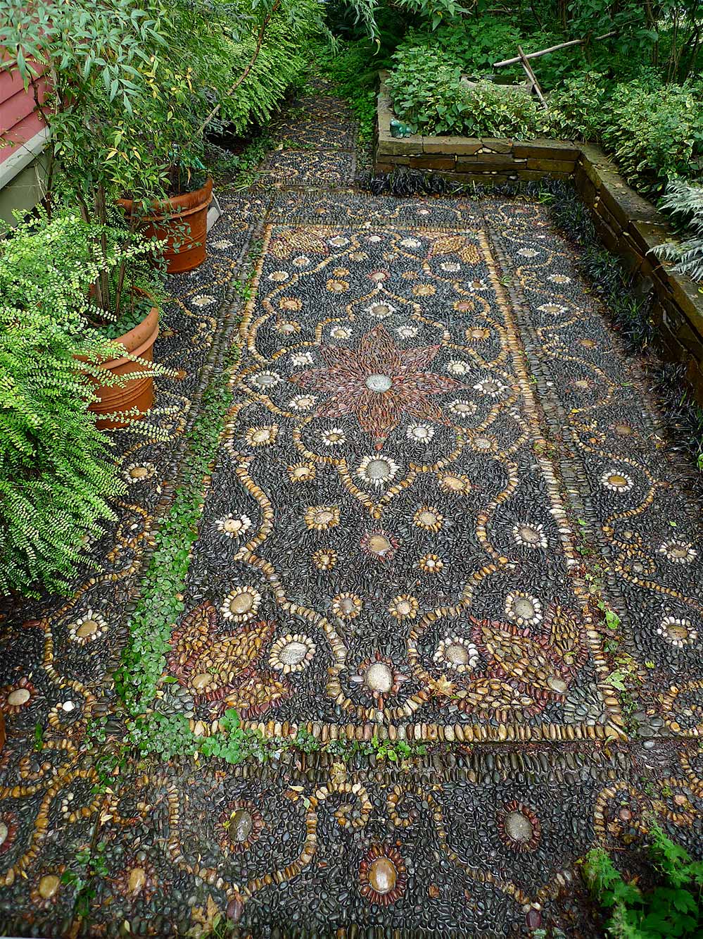 Jeffery bale persian carpet garden pebble mosaic