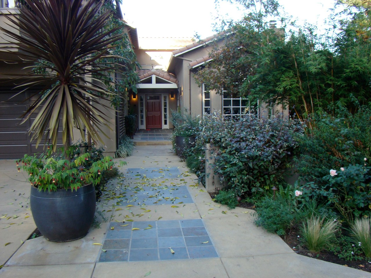 concrete and slate laid together for a cost effective way to upgrade a walkway