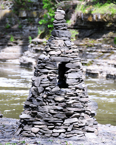 Mysterious stone cairn with square window near ithaca fall ithaca ny