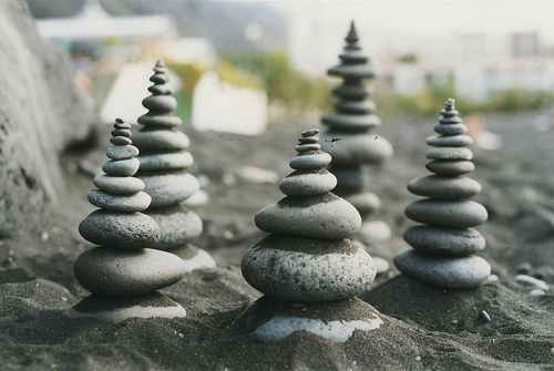 mini cairns by Lenny and Meriel