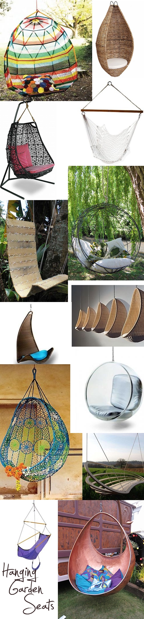 round up of hanging garden chairs