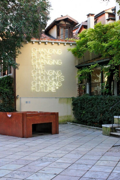 changing place changing time neon sign peggy guggenheim garden
