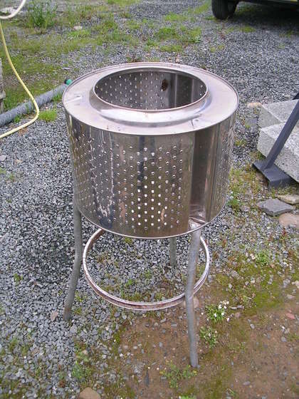 Wash machine garden fireplace makeover re-cycle repurpose upcycled incinerator
