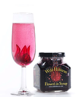 wild hibiscus flowers in syrup