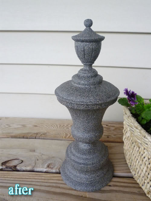 before and after garden lamp to finial makeover