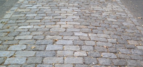 reclaimed cobblestone walkway