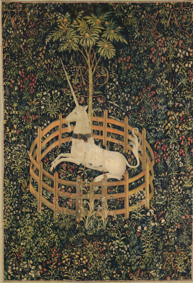 a unicorn in a flowery mead
