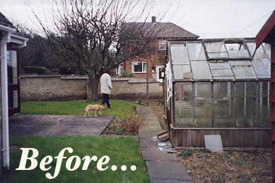 before and after garden makeover clean up greenhouse