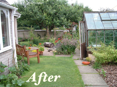 before and after garden makeover greenhouse