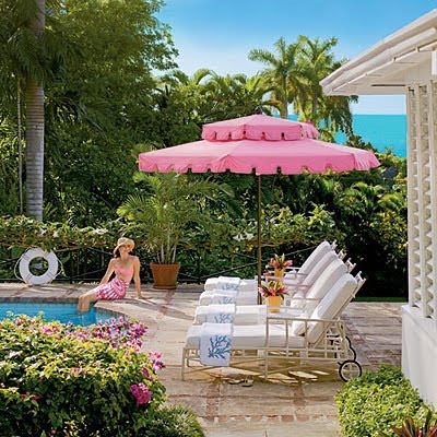 poolside garden pink