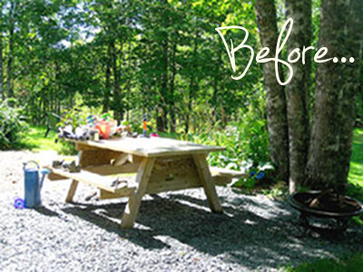 before and after garden picnic table
