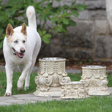 water bowls for pets shaped like roman columns