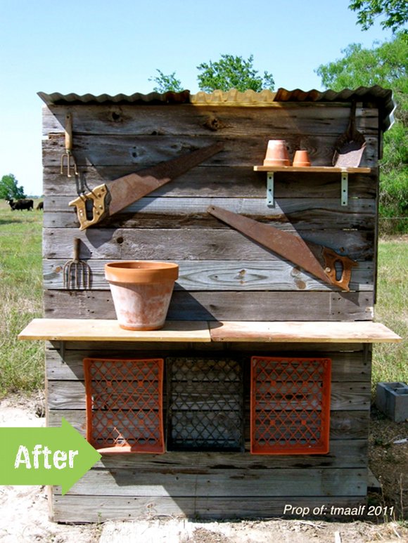 before and after garden potting shed