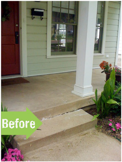 before and after porch stencil painting