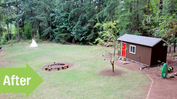 before, after, yard, big yard, rural, landscape, tiny house, guest house