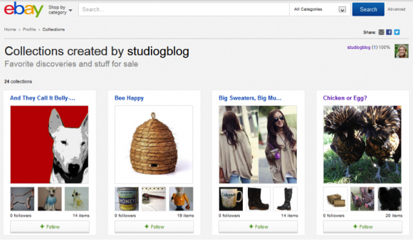 Ebay collections screenshot for rochelle greayer studiogblog