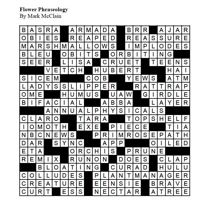 Crossword solutions for October 2014 issue of PITH + VIGOR
