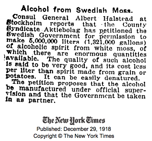 Swedish Moss alcohol new york times