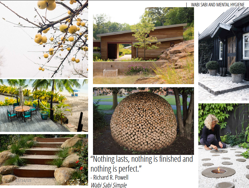 A collage showcasing the latest garden design trends with pictures of a stunning garden and modern outdoor furniture.