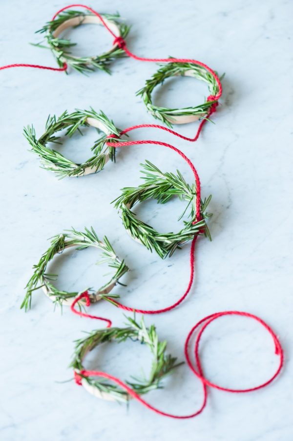 mini rosemary wreath garland DIY