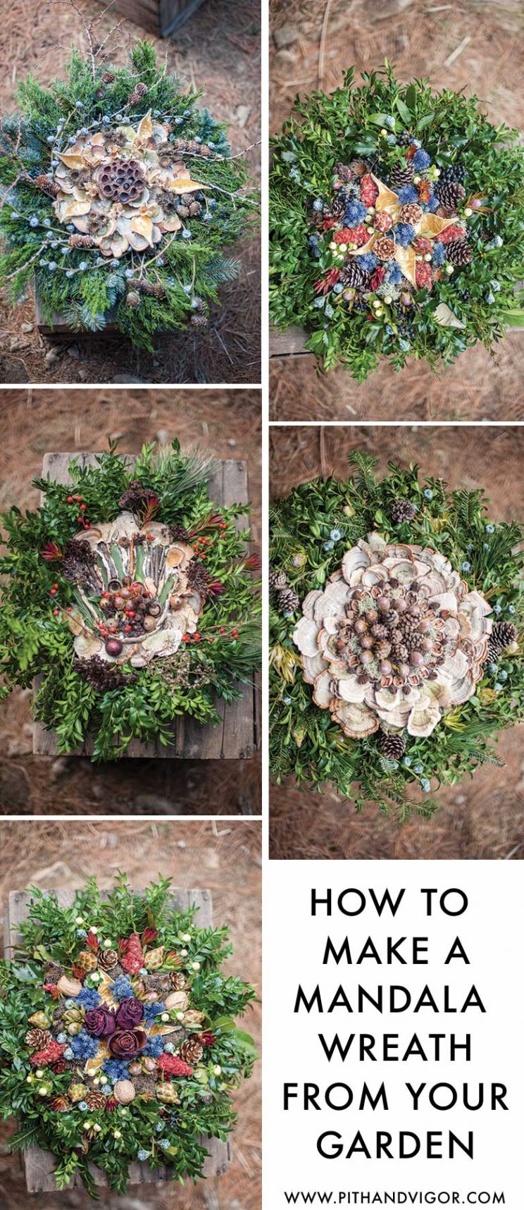 Mandala wreath inspriation - how to make a medallion wreath from your garden