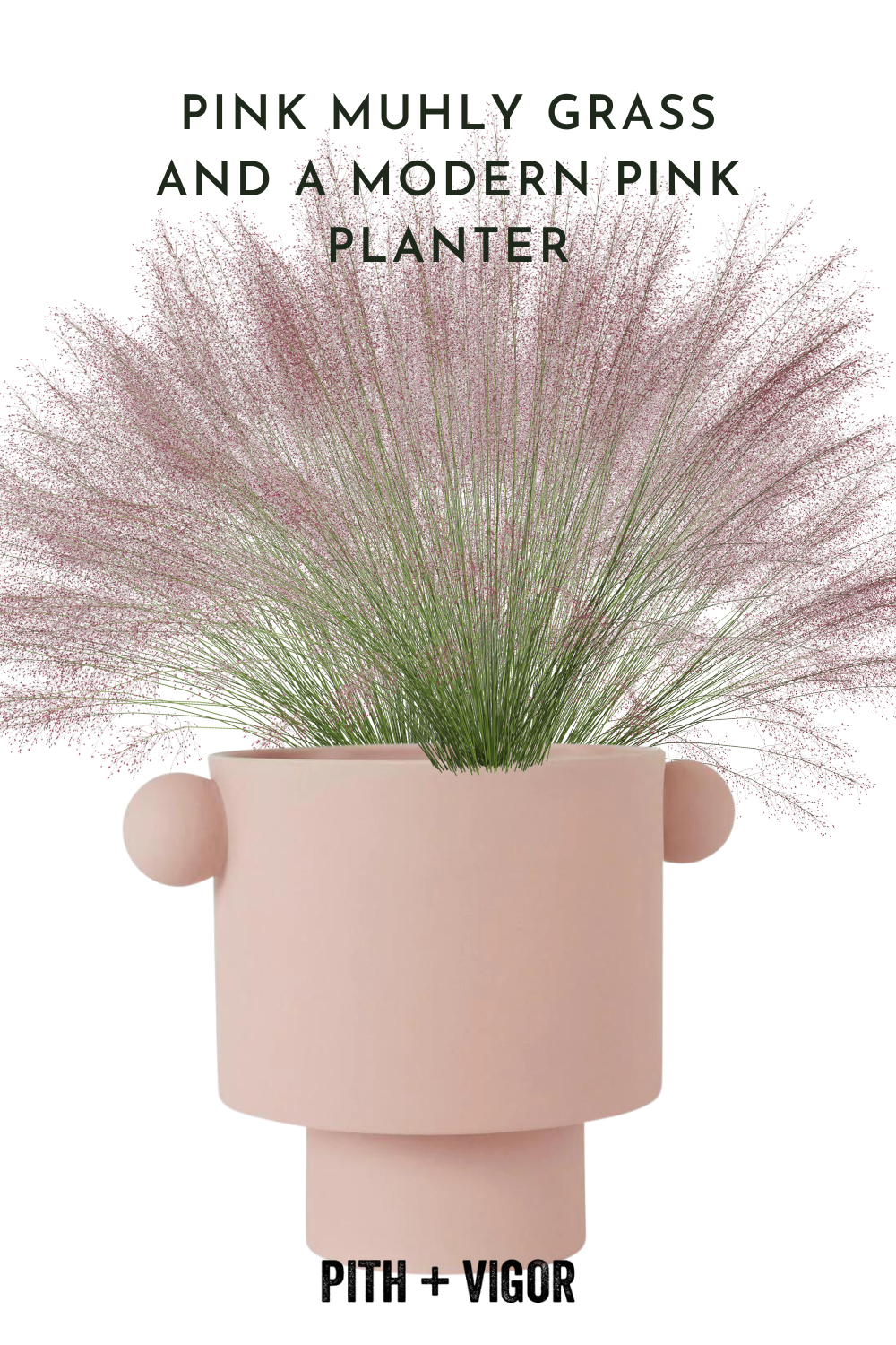pink muhly grass and pink planter container garden