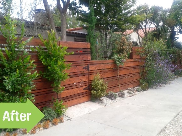 horizontal fence and curb garden makeover